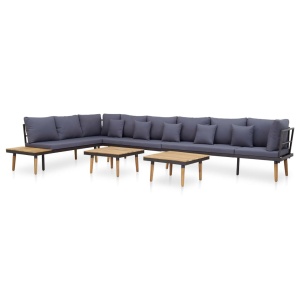 Set mobilier grădină cu perne, 7 piese, lemn masiv de acacia