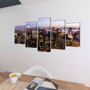 Set tablouri pânză cu vedere panoramică orizont New York, 200 x 100 cm - Img 2