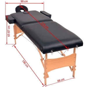 Set taburet și masă masaj pliabilă 2 zone, 10 cm grosime, negru - Img 11