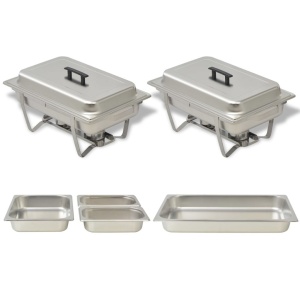 Set vase incălzire mâncare, 2 piese, oțel inoxidabil