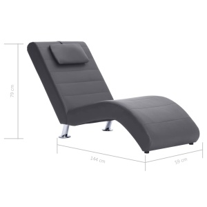 Șezlong cu pernă, gri, piele artificială - Img 9