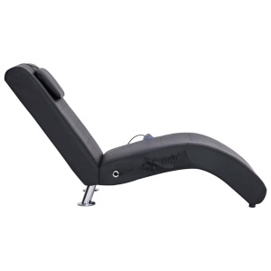 Șezlong de masaj cu pernă, negru, piele artificială - Img 8