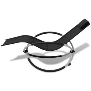 Șezlong de plajă geometric, negru și gri, oțel - Img 2