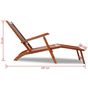 Șezlong din lemn de acacia pentru exterior cu suport pentru picioare - Img 6