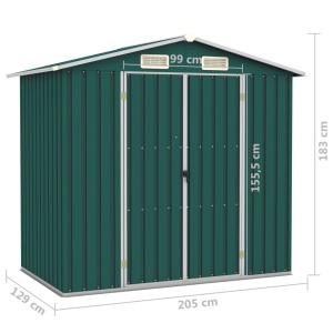 Șopron de grădină, verde, 205 x 129 x 183, oțel galvanizat - Img 5
