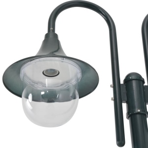 Stâlp cu lumini de grădină E27 220 cm, aluminiu 2 lămpi, verde - Img 3