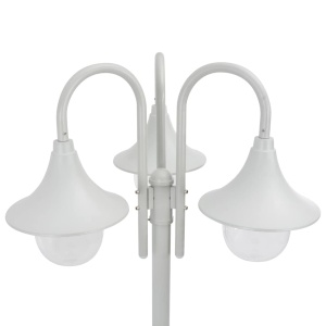 Stâlp iluminare grădină, E27, 220 cm, aluminiu, 3 lămpi, alb - Img 3