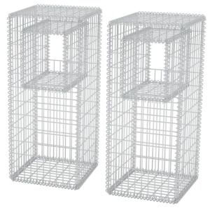 Stâlpi coș gabion/jardiniere din oțel, 2 buc., 50 x 50 x 120 cm - Img 2