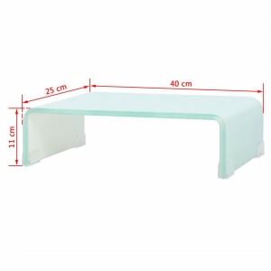 Stativ TV/monitor, sticlă, 40 x 25 x 11 cm, alb - Img 5