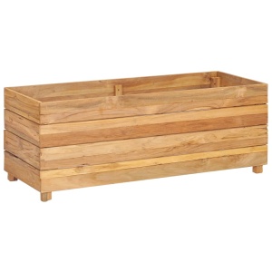 Strat inălțat, 100x40x38 cm, lemn de tec reciclat și oțel - Img 11