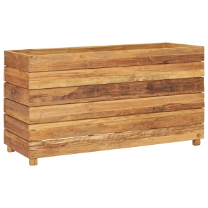 Strat inălțat, 100x40x55 cm, lemn de tec reciclat și oțel - Img 10
