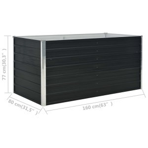 Strat inălțat de grădină antracit 160x80x77 cm oțel galvanizat - Img 6