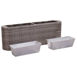 Strat inălțat de grădină gri 120x24x40 cm poliratan - Img 2
