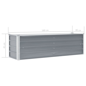 Strat inălțat de grădină, gri, 160 x 40 x 45 cm oțel galvanizat - Img 6