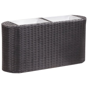Strat inălțat de grădină negru 80x25x40 cm poliratan