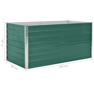 Strat inălțat de grădină, verde, 160x80x77 cm, oțel galvanizat - Img 5