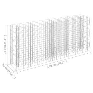 Strat inălțat gabion, 180 x 30 x 90 cm, oțel galvanizat - Img 6