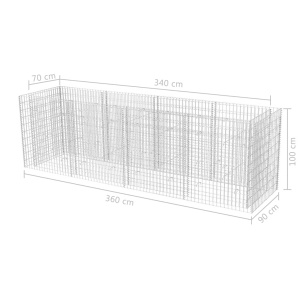 Strat inălțat gabion, 360 x 90 x 100 cm, oțel - Img 5