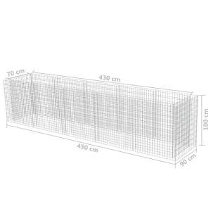 Strat inălțat gabion, 450 x 90 x 100 cm, oțel galvanizat - Img 7