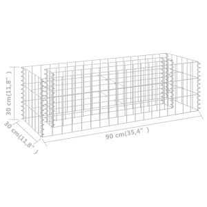 Strat inălțat gabion, 90 x 30 x 30 cm, oțel galvanizat - Img 6