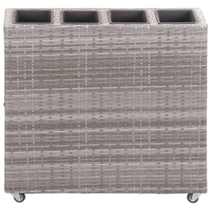 Strat inălțat grădină 4 ghivece, gri, 80x22x79 cm, poliratan - Img 2