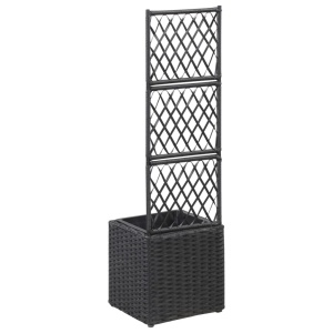Strat inălțat spalier 1 ghiveci negru 30x30x107 cm poliratan - Img 3