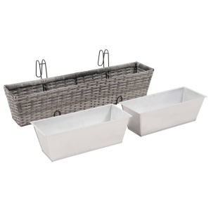 Straturi inălțate de balcon, 2 buc., gri, 80 cm, poliratan - Img 5
