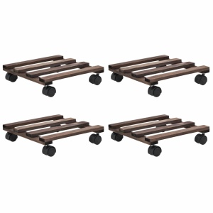 Suport cu role pentru plante, 4 buc., 25x25 cm, lemn de cedru