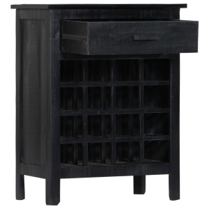 Suport sticle de vin, negru, 56x35x75 cm, lemn masiv de mango - Img 4