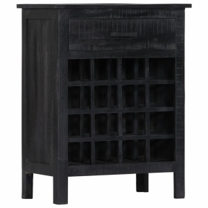 Suport sticle de vin, negru, 56x35x75 cm, lemn masiv de mango - Img 11
