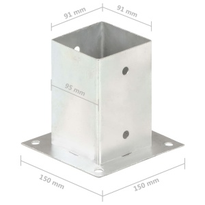 Suporți stâlp, 4 buc., metal galvanizat, 91 mm - Img 7