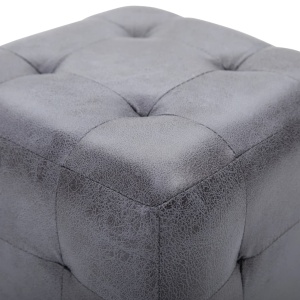 Taburet, 2 buc., gri, 30x30x30 cm, piele intoarsă ecologică - Img 4