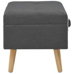 Taburet cu depozitare, 40 cm, gri inchis, material textil - Img 4