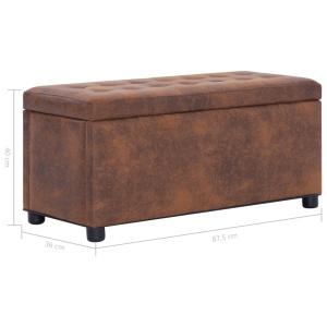 Taburet de depozitare, maro, 87,5 cm, piele intoarsă ecologică - Img 5