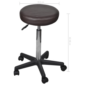 Taburete de birou, 2 buc., maro, 35,5x98 cm, piele ecologică - Img 5