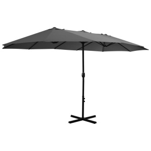 Umbrelă de soare cu stâlp aluminiu, antracit, 460 x 270 cm - Img 3