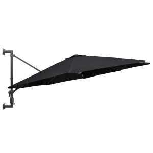 Umbrelă de soare de perete cu stâlp metalic, negru, 300 cm - Img 3