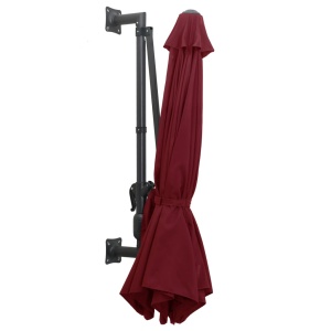 Umbrelă de soare de perete, stâlp metalic, roșu vișiniu, 300cm - Img 8