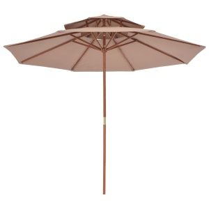 Umbrelă de soare dublă, stâlp din lemn, 270 cm, gri taupe - Img 4