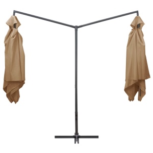 Umbrelă de soare dublă, stâlp din oțel, gri taupe, 250x250 cm - Img 4