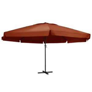 Umbrelă de soare exterior cu stâlp aluminiu, cărămiziu, 600 cm