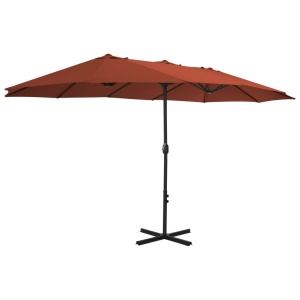 Umbrelă de soare exterior stâlp aluminiu, cărămiziu, 460x270 cm - Img 2