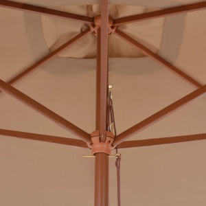 Umbrelă de soare, exterior, stâlp lemn, 200x300 cm, gri taupe - Img 2
