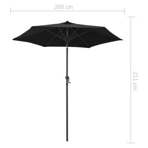 Umbrelă de soare, negru, 200 x 211 cm, aluminiu - Img 6
