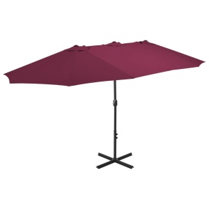 Umbrelă soare exterior, stâlp aluminiu, roșu bordo, 460x270 cm