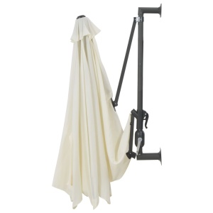 Umbrelă soare, montaj pe perete, stâlp metalic, 300 cm, nisipiu - Img 5