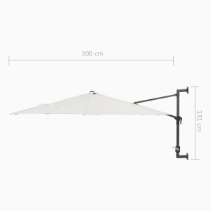 Umbrelă soare, montaj pe perete, stâlp metalic, 300 cm, nisipiu - Img 9
