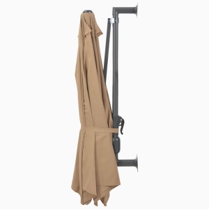 Umbrelă soare montaj pe perete tijă metalică gri taupe 300 cm - Img 4