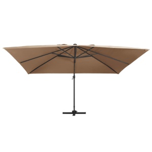 Umbrelă suspendată cu LED și stâlp aluminiu gri taupe 400x300cm - Img 3