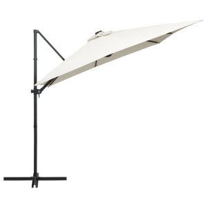 Umbrelă suspendată cu LED, stâlp din oțel, nisipiu, 250x250 cm - Img 4